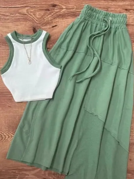 오프숄더 비대칭 레이스업 여성 세트 캐주얼 스포츠웨어 롱 팬츠 또는 라운드 넥 밴드 폴리에스터 섬유