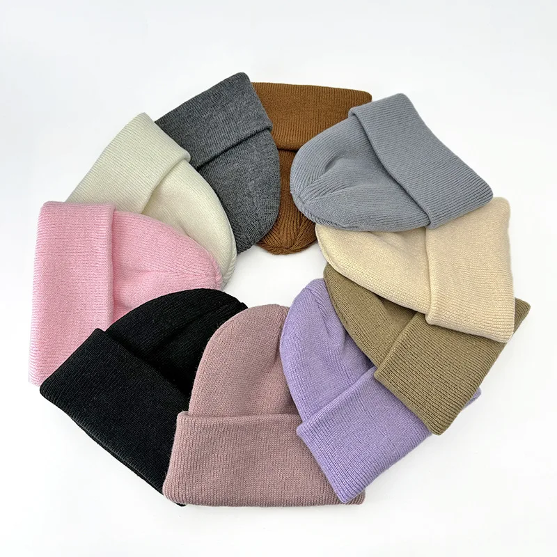 

Baby Toddler Beanie Winter Warm Knit Hat Double Layer Thick Thermal Soft Acrylic Yarn Plain Stocking Cap for Infant Boys Girls