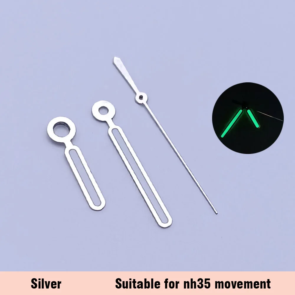 Зеленые светящиеся часы, аксессуары для рук, стрелки для NH35 NH36, автоматический механизм, аксессуары для часов, запчасти для наручных часов
