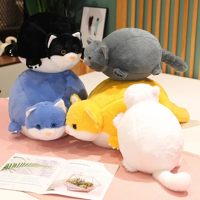 50-75cm Simulation Fat Round Cat Plush Toys Stuffed Crocodile Puffer Fish Animal Doll Soft Pillow Cute Gift