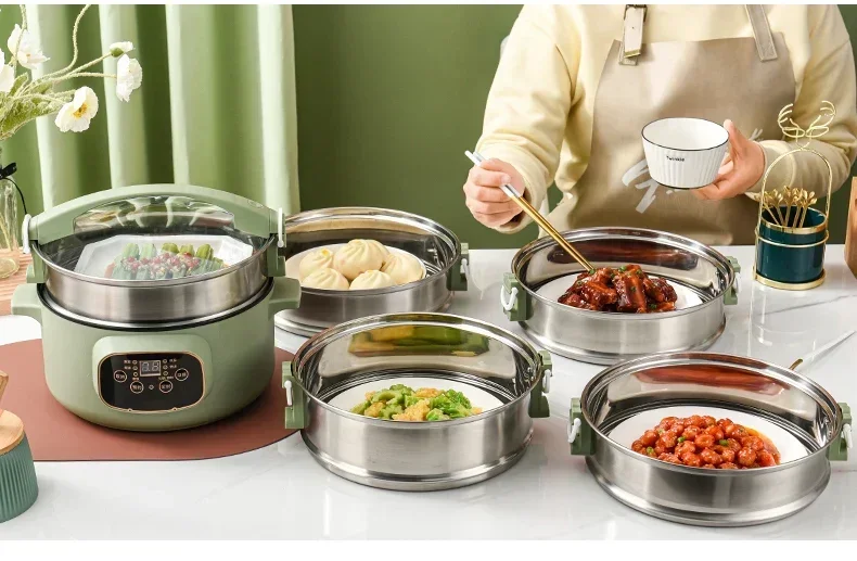 -Thermal insulation lid dish cover multi-layer household electric heating meal cover dining table hot dish hot rice artifact