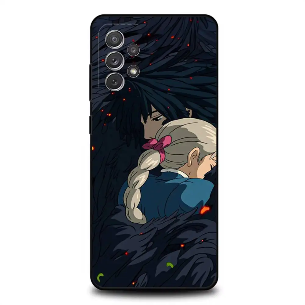 حافظة هاتف H-Howl Anime s-Sophie لهاتف سامسونج S 25,24,23,22,30,21,10,9,Ultra,Plus,Lite,FE,4,5G حافظة ناعمة سوداء
