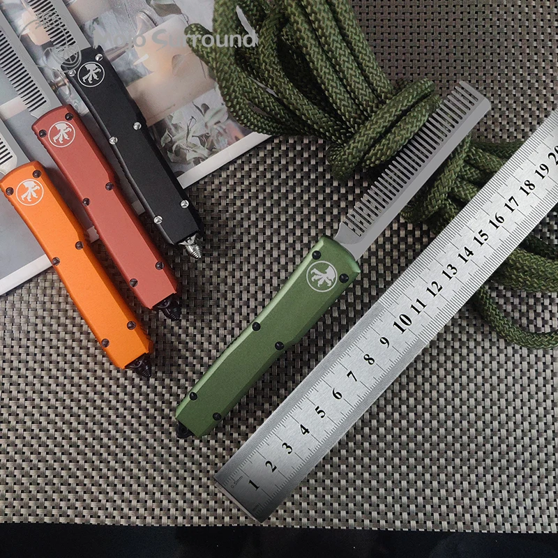 Micro Ultra Tech Knife D2 Steel Blade EDC Pocket knives  Aviation Aluminum Handle Straight Jump Tactical Comb EDC  A5