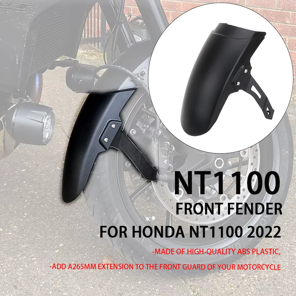 

New Motorcycle Accessories Black Front Mudguard Fender Extender Extension For HONDA NT1100 NT 1100 2022 2023 2024