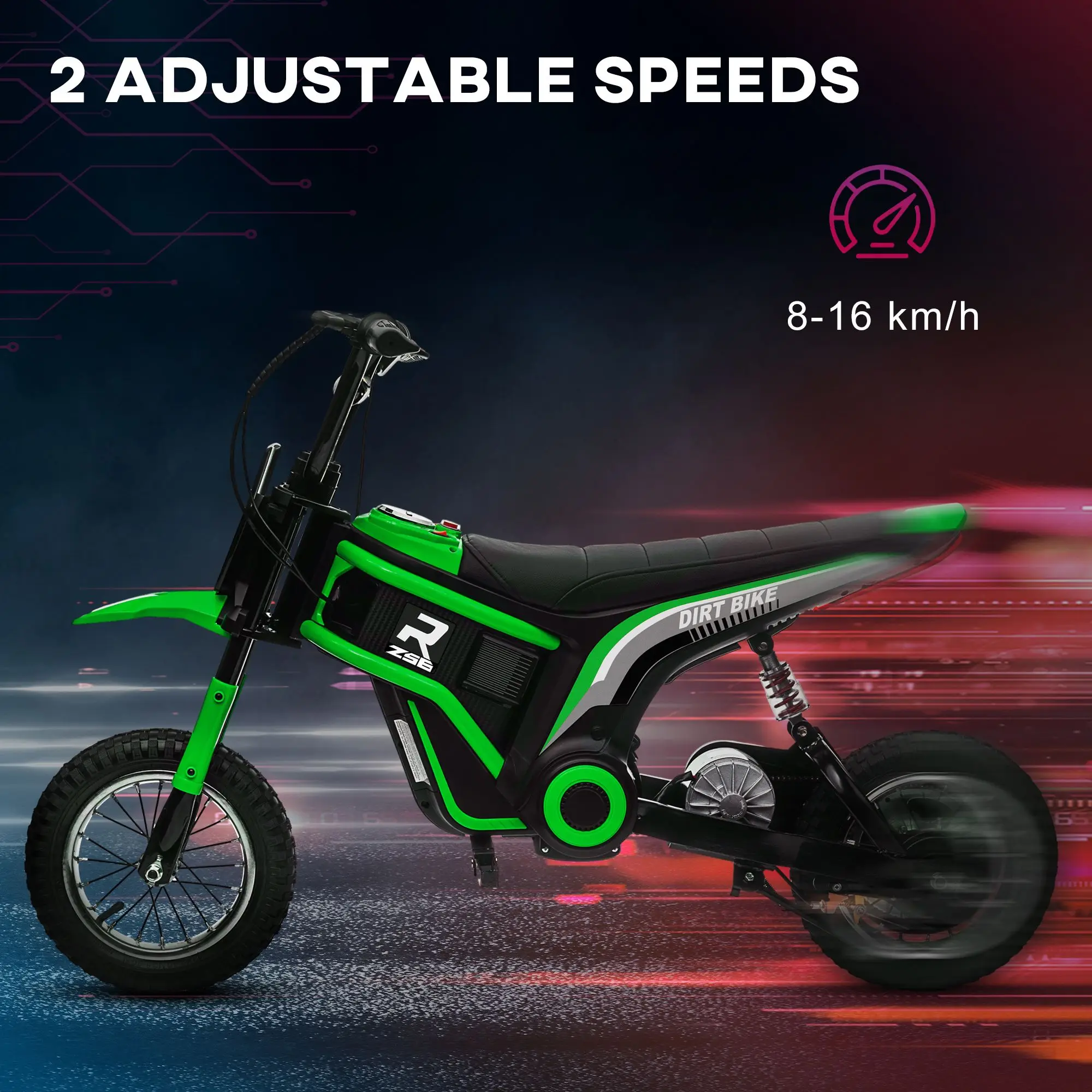 Elektrische crossmotor met draaigreep, 24V 350W off-road elektrische motorfiets, tot 15 MPH met rem, muziekhoorn