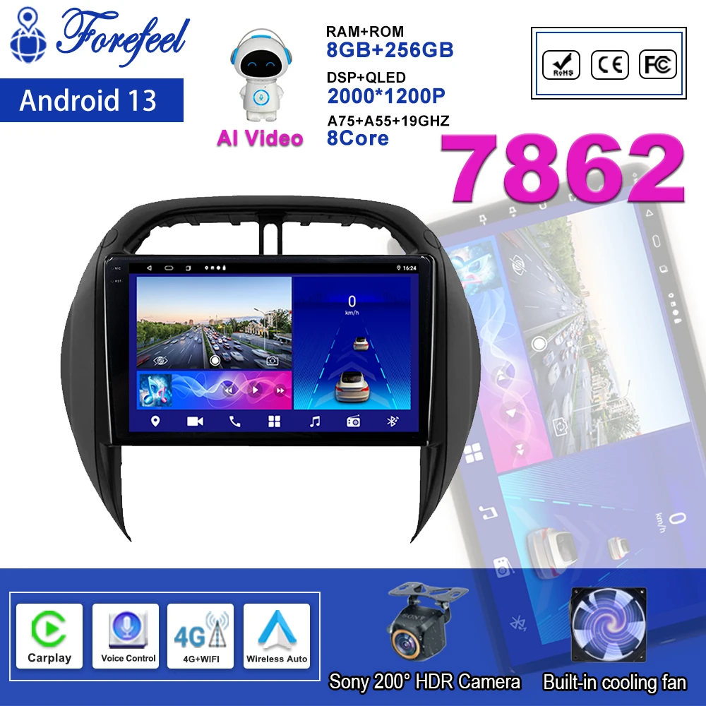 

Android Car Dvd For TOYOTA RAV4 2003 2004 2005 Carplay Navigation Car Radio IPS Screen Stereo BT No 2 Din HDR High-performance