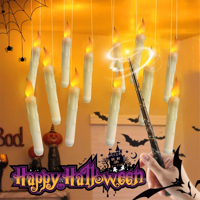 12/24/36pcs LED Floating Candles With Magic Wand Remote Flameless Candles Light For Party Christmas Halloween Decoration 2023