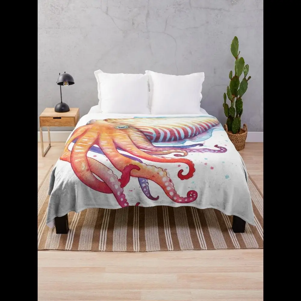

Cuttlefish Throw Blanket Soft Cozy Blanket for Sofa Bed Couch Perfect for Home Office Dorm Lightweight Warm Fleece Throw