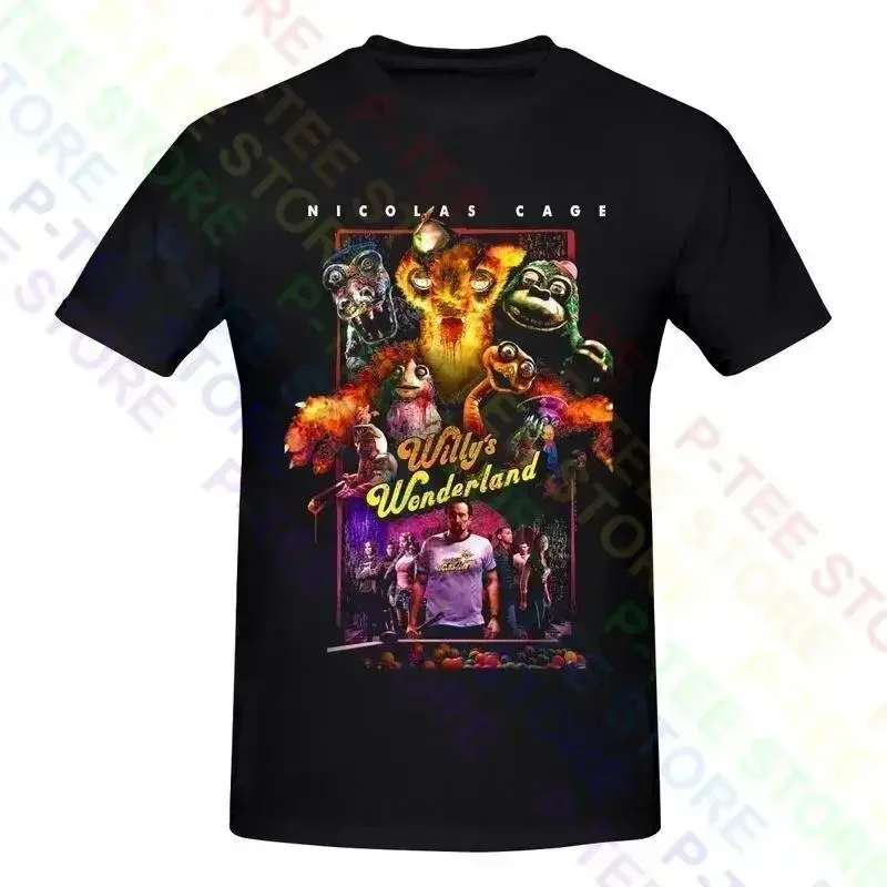 Willys Wonderland 2021 Poster Nicolas Cage Battles Animatronic Robot Shirt Tshirt Tee Soft Best Seller