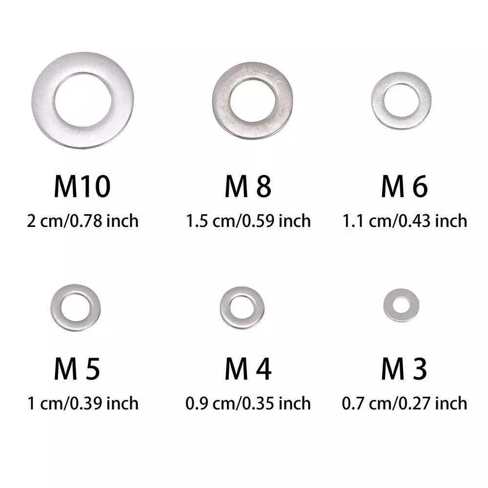 660 pieces of 304 stainless steel flat washers M3-M10 washer classification kit, size 6