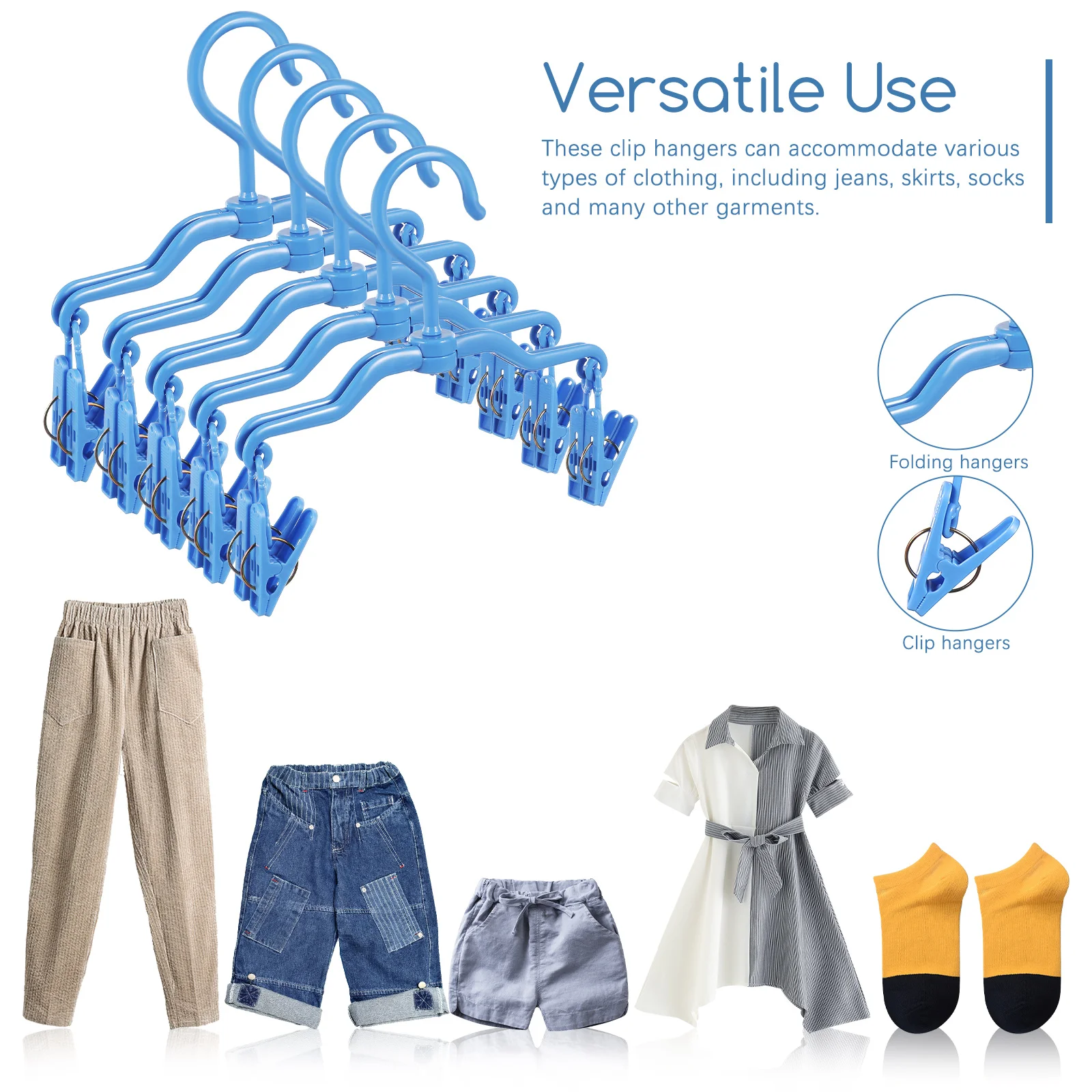 

5Pcs Expandable Hangers for Clothes Plastic Pants Hangers Clips Fast Drying Wardrobe Organizer Closet Organizers