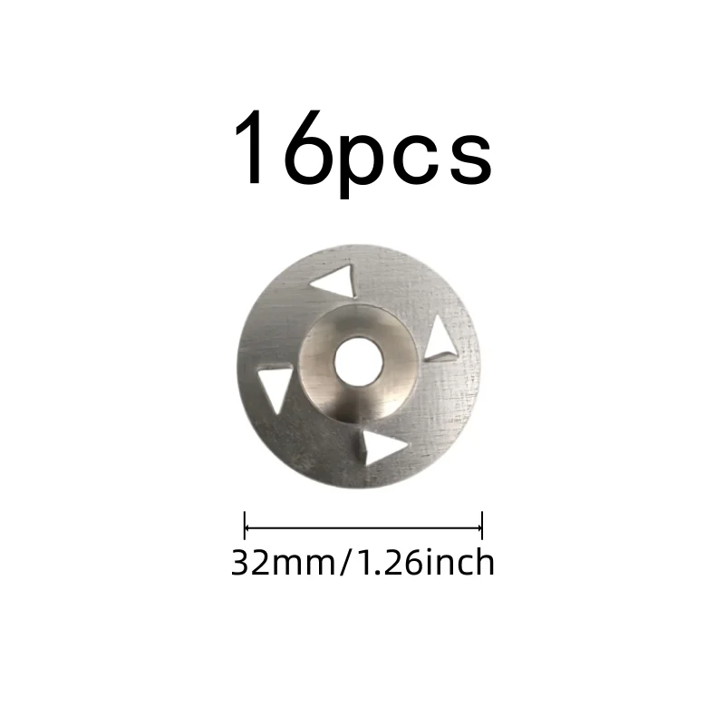 16 pcs 32mm Claw-Type Washers for Gypsum Board Fixing, Pre-Drilled Center Hole, Four Claw Anti-Slip Design