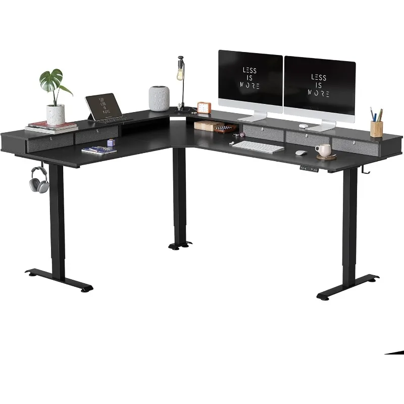 

75", 265lbs Load Capacity, L Shaped Standing Desk with Drawers, Reversible Electric Standing Gaming Desk Adjustable Height