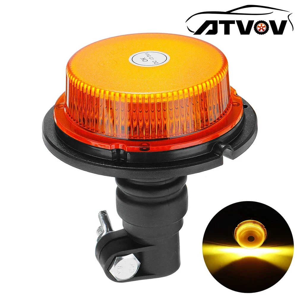 ATVOV 12V 24V Emergency Strobe Light Set Vehicle Amber LED Warning Flashing Beacon Rotating Lamp Car Truck Tractor Construction