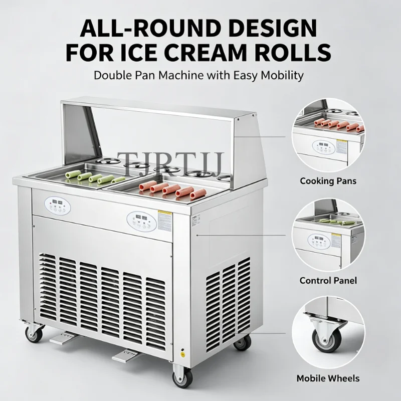 Rolled Ice Cream Maker/ Thailand Fry Roll Ice Cream Machine/ Pan-fried-ice Cream Roll Machine