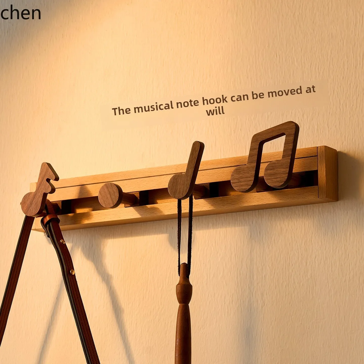 TQH-a7.7 Solid Wood Musical Note Entryway Coat Rack Door Back Wall Hanging Creative Decorative Hook Rack