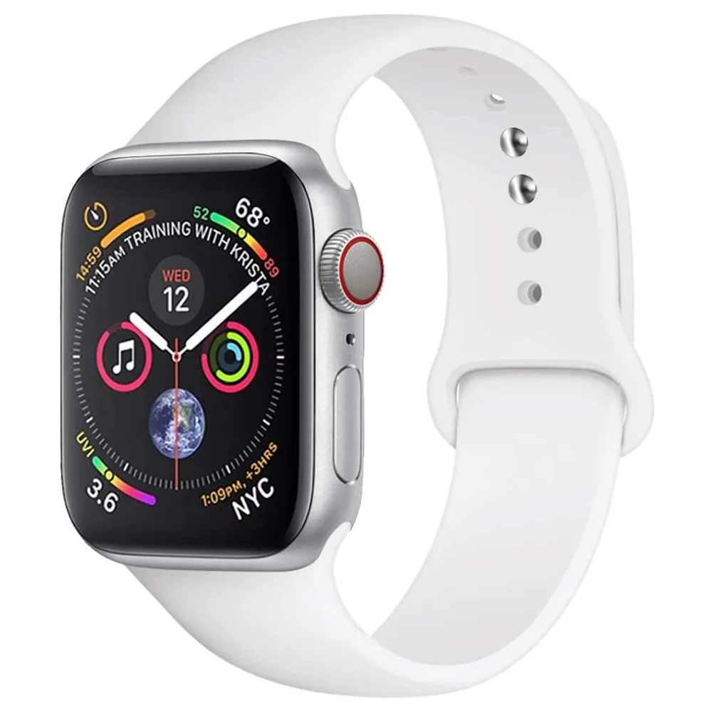 Ремешок силиконовый для Apple Watch band 45 мм 44 мм 42 мм 41 мм 40 мм 44 мм, браслет correa для iWatch series 5 4 3 8 6 SE 7 8 9 Ultra 2 49 мм