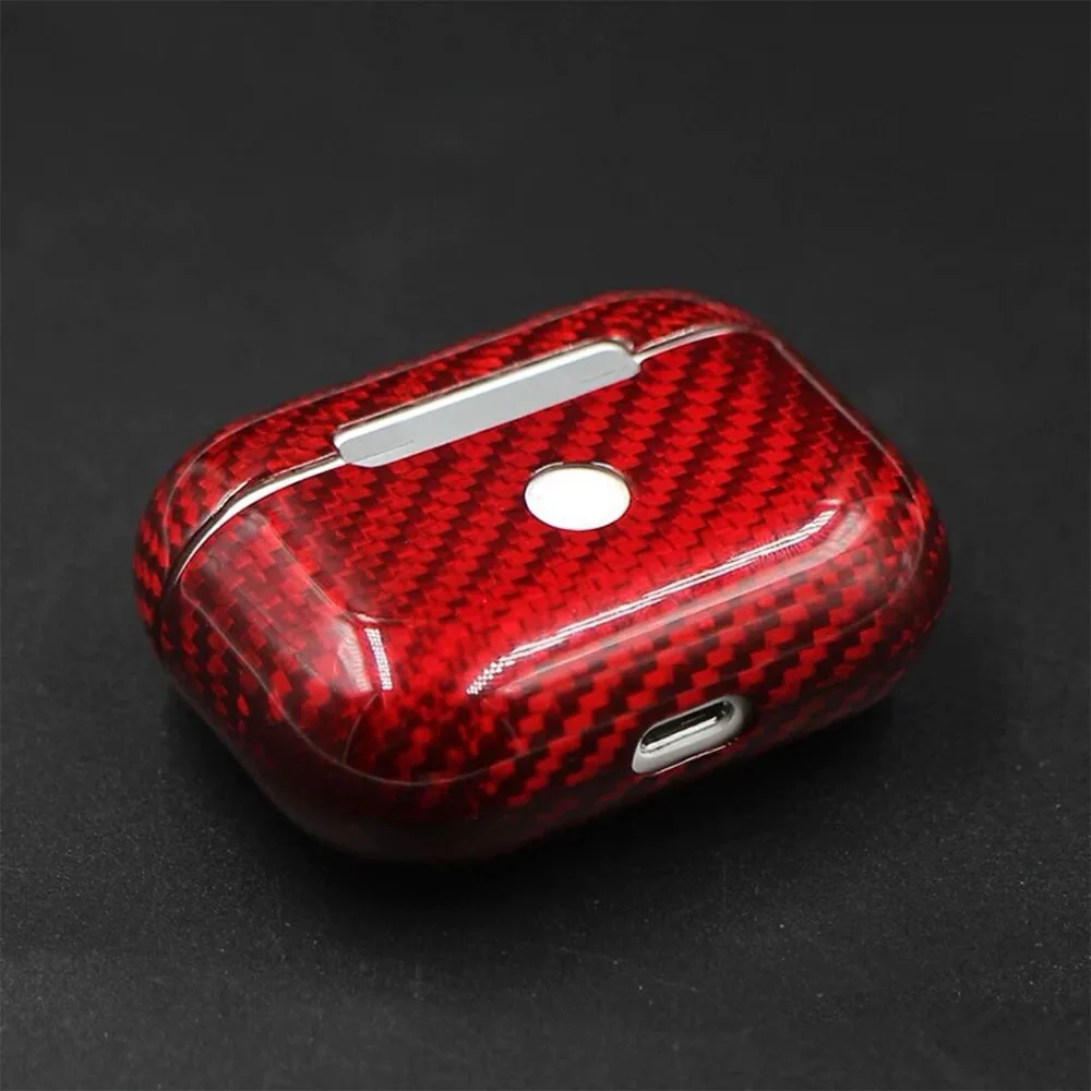 Carbon Fiber Earphone Case Capa para Apple AirPods Pro e 3, Real Carbon Fiber, LED Fone de ouvido sem fio, Hard Case