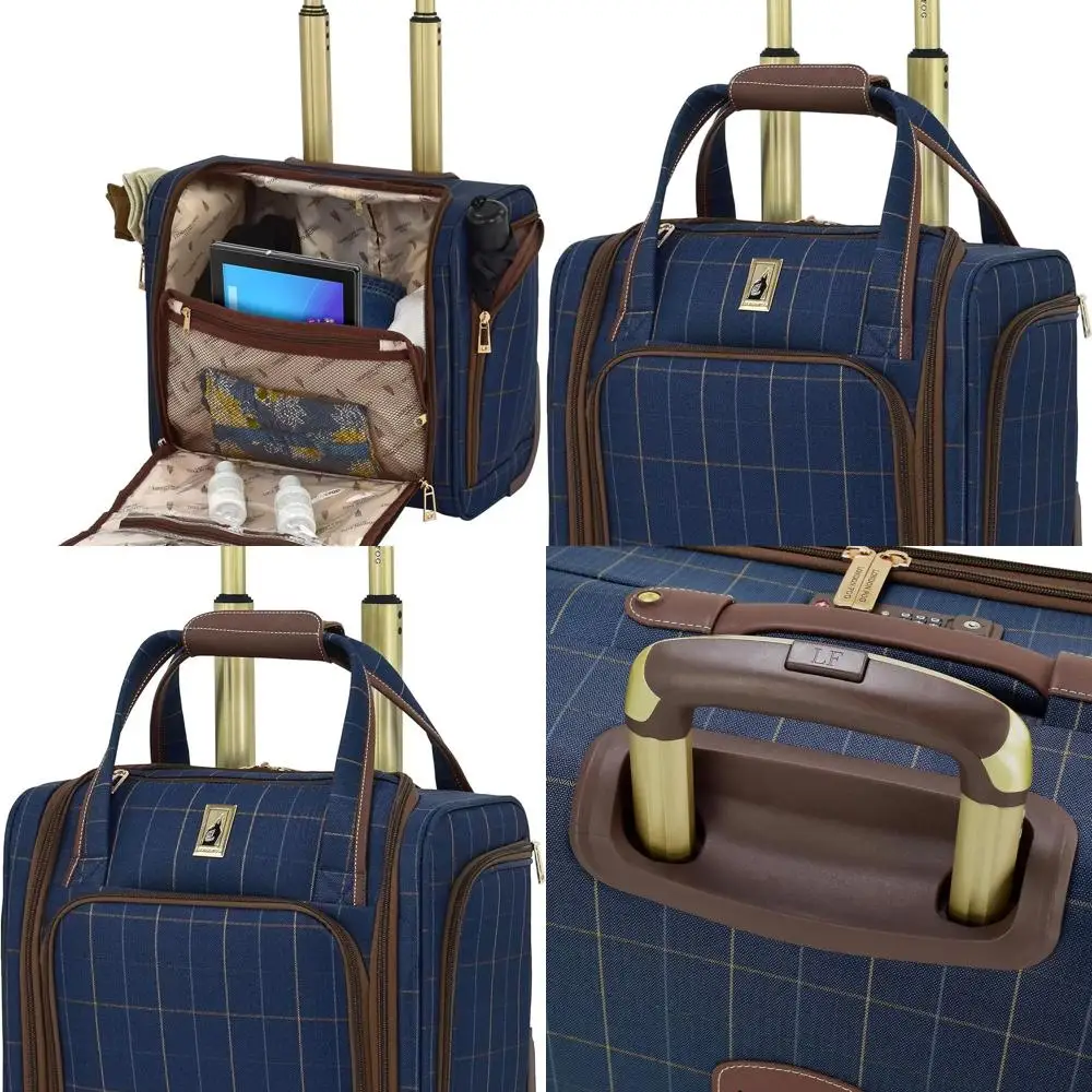 

15 Liverpool Navy Windowpane Under Seat Bag by London Fog
