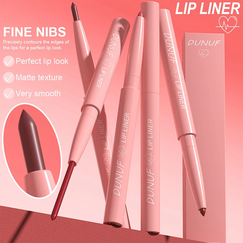 Tapered Nib Lip Liner Pencil Long-Lasting Matte Creamy Plumping Lip Stain Waterproof Natural Nude Brown Slim Lip Liner Makeup