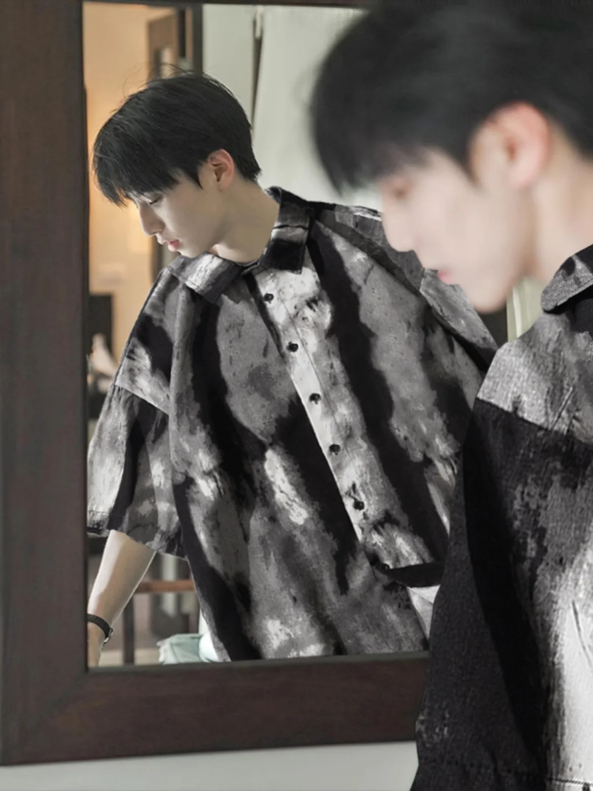 

Ice Silk Tie Dye ort Sve irt Men's Summer Casual Beach orts Two Piece Set Polyester Fiber Loose Fit Youth Faion