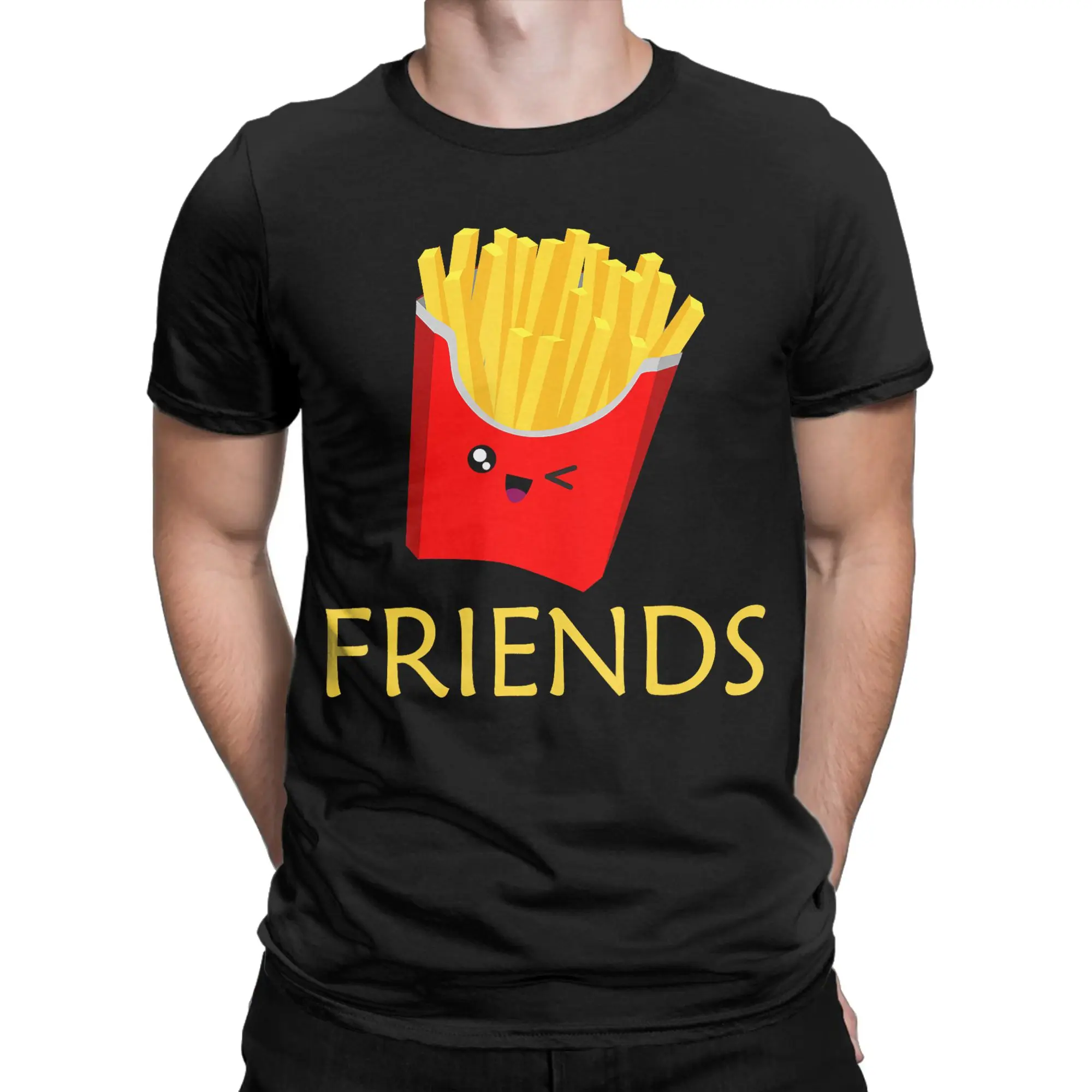 Unique Hamburger French Fries Combo Snacks Fast 		 T-Shirts Men Crewneck Cotton T Shirts  Short Sleeve Tee Shirt Gift Idea Tops