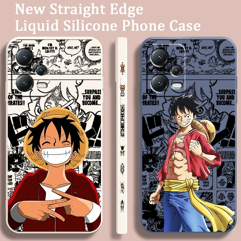 Luxury Anime One Piece Luffs Liquid Left Rope For Xiaomi Redmi Note 13 12 12S 12R 11 11T 11S 10 10S Pro Plus 5G Funda