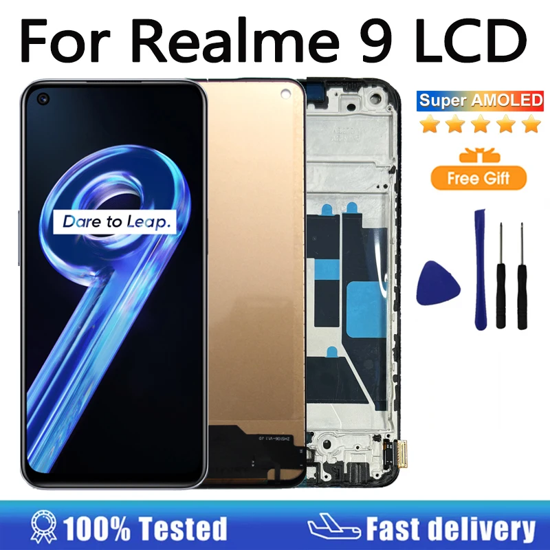Nero 6.6 Pollici Per OPPO Realme 9 5G Velocà RMX3461 Display LCD Touch Screen Digizer Assembly/Con Telaio Per Realme 9 SE 5G  509