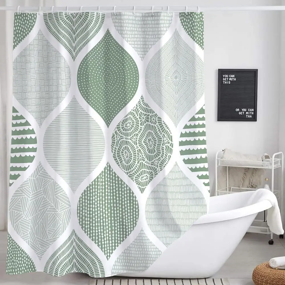 Modern Geometric Pattern Shower Curtain – Waterproof Bathroom Curtain Liner for Spa-Inspired Decor 1