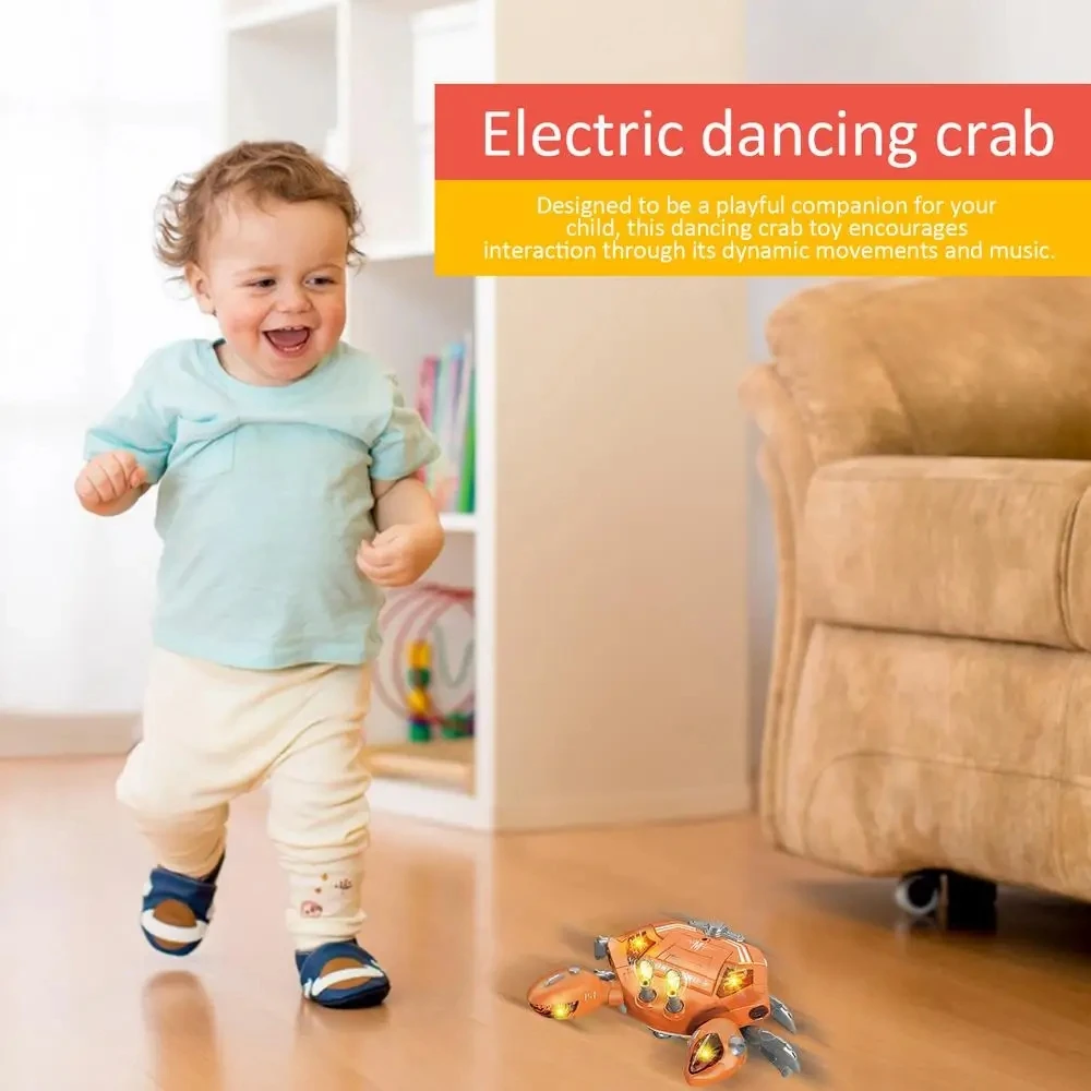 Novo caranguejo elétrico crawl brinquedos com luzes música caranguejo crianças interativo caranguejo mecânico engraçado andando dança brinquedos