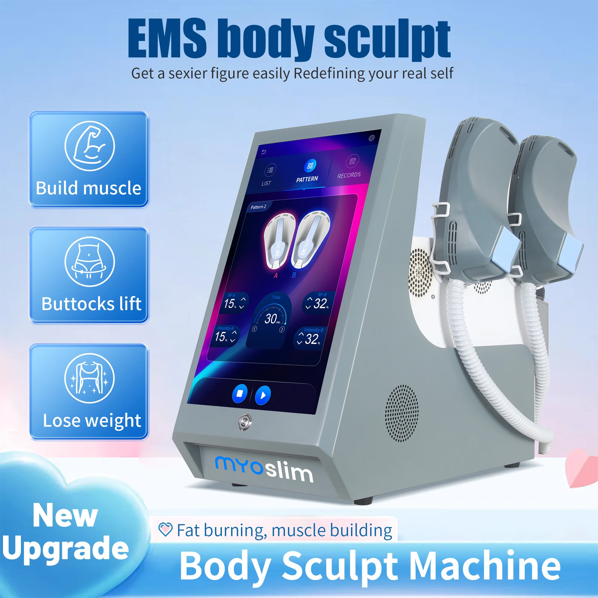 EMS New 15 Tesla 6500W Hi--Emt MYOslim Portable Muscle Slimming And Weight Loss Engraving Body Sculpting Machine Salon