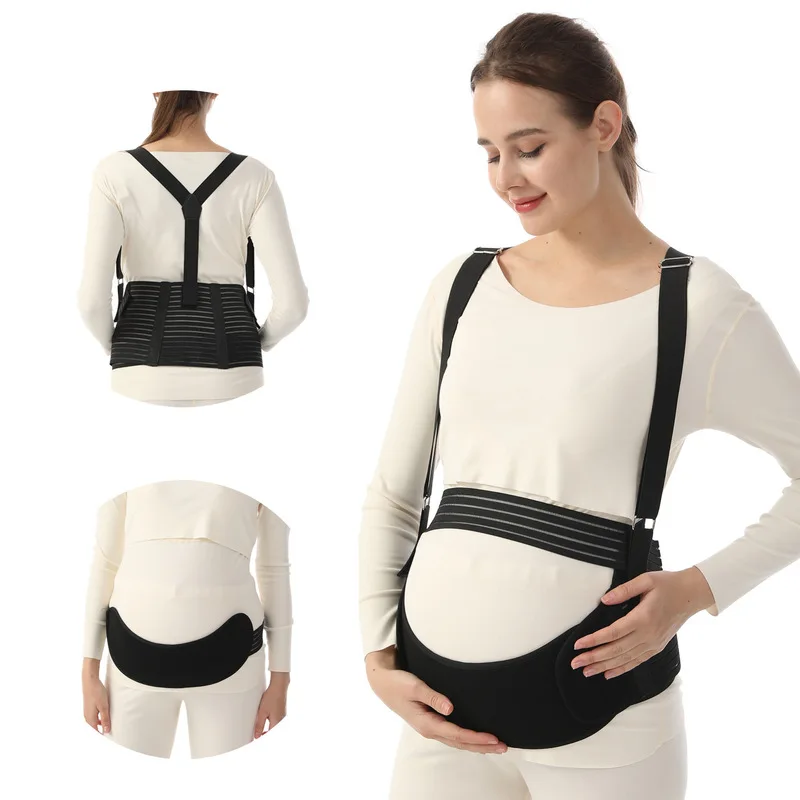 Maternity belly support belt with shoulder straps，Pregnancy support belt for relieving lower back pain，Adjustable maternity supp