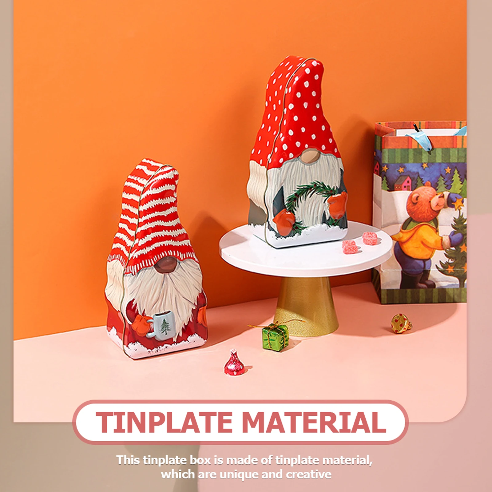 

Delicate Christmas Tin Box for Candy Cookie Storage Multipurpose Gift Container Holiday Decoration Tinplate Biscuit Jar