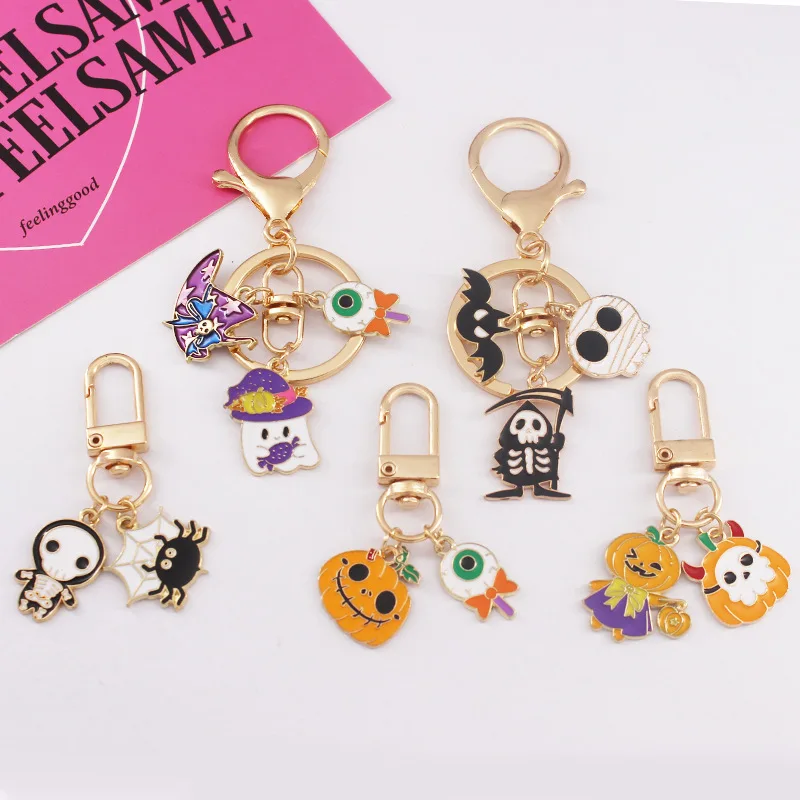 Halloween Cartoon Keychain Pumpkin Ghost Pendant Airpods Funny Accessories Keychain Keyring Gift Kawaii Lanyard Desk Organizers