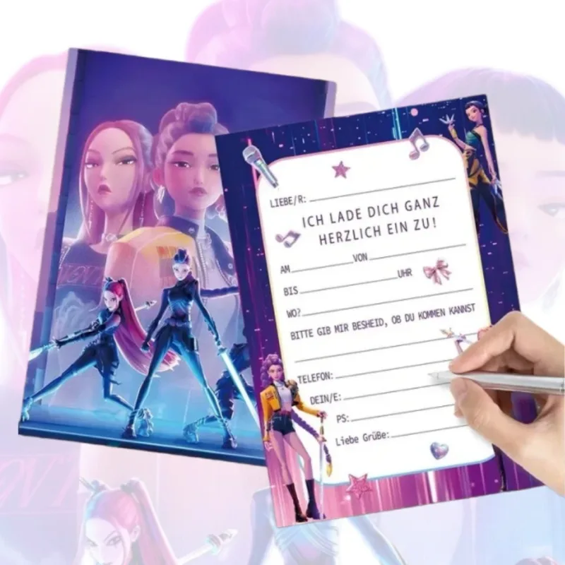 KPOP Witch Hunt Party بطاقة دعوة للأطفال مكونة من 12 قطعة مجموعة مغلف صفحة واحدة بطاقة نعمة عيد الميلاد #2