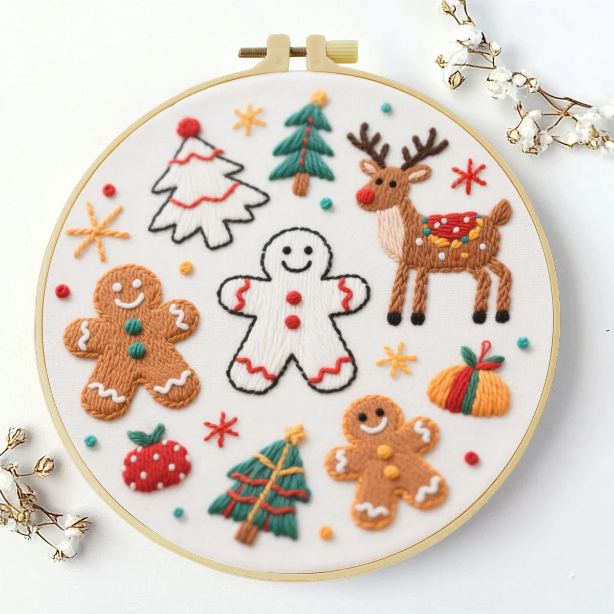 1 Stück 20X20CM/15X15CM 7,87/6,3 Zoll Weihnachtsthema Stickerei-Starter-Kit DIY-Kit DIY-Stickerei-Set Handarbeiten Nadelkunst – Detail 3