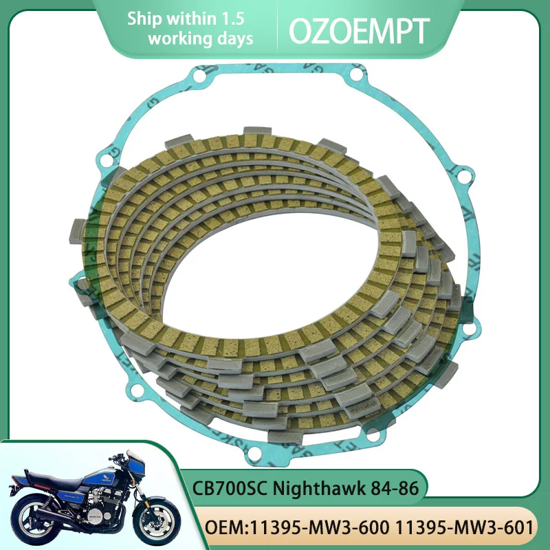 OZOEMPT Motorcycle Clutch Disc Set and Cover Gasket Apply to CB700SC Nighthawk 84-86