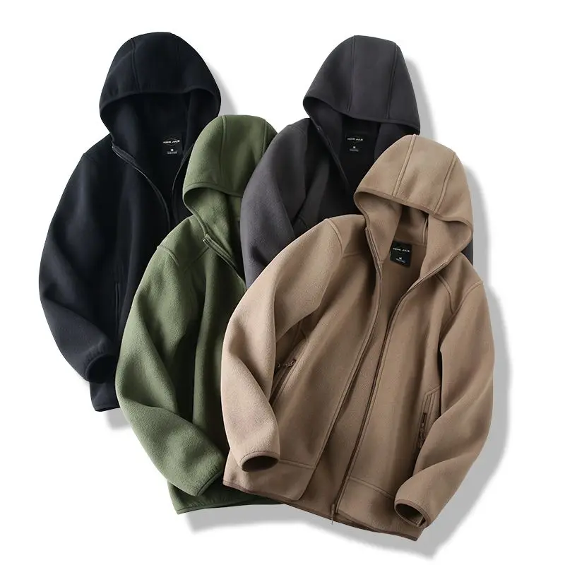 Autumn Winter Y2k Clothes Casual Fleece-lined Hoody Sweatshirt Woman Thicken Warm Hooded Outdoor Coat Couple Young Men's Jacket