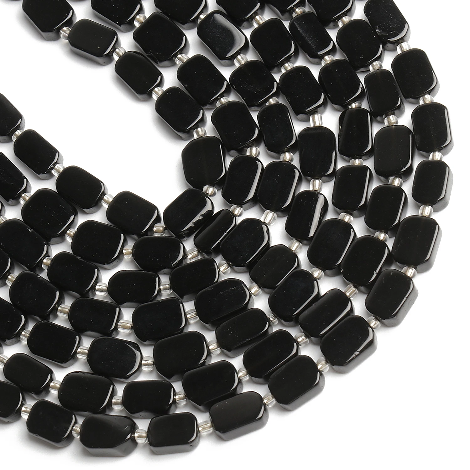 8x12mm Rectangle Shape Beads Natural Black Obsidian Stone Beads for Jewelry Making Diy Bracelet Necklace Beading Accessories