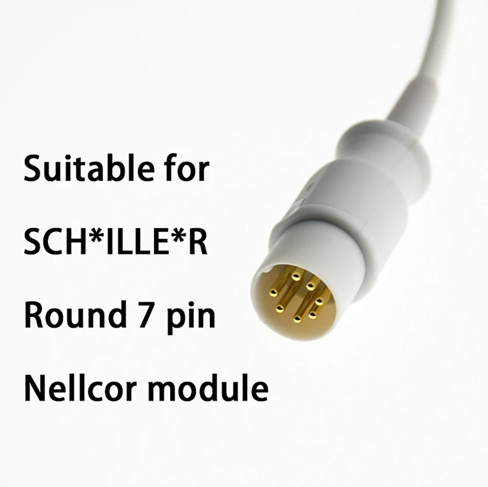 Compatible SC*HI*LLE*R, Round 7 Pin, Nelcor Module Patient Monitor, Reusable SPO2 Prob Sensor for Pulse Rate and SPO2 Testing