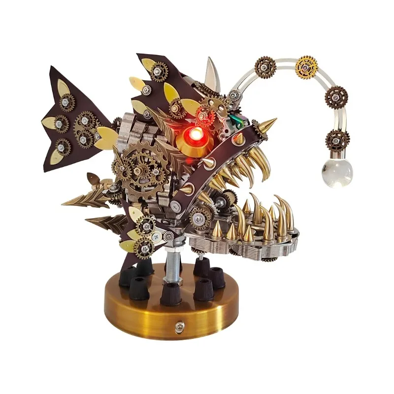 Lantern Fish Metal Model Kits  3D Puzzles Mechanical Anglerfish DIY Assembly for Adults Boys Gift
