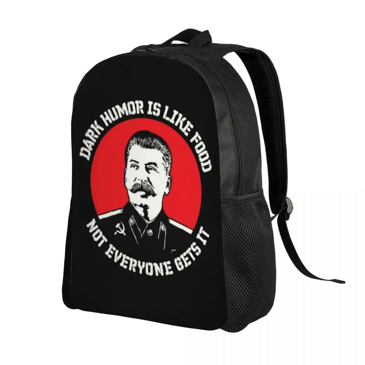 Joseph Stalin USSR Russia Laptop Backpack Women Men Basic Bookbag for College School Students Dark Humor is Like Food Bag