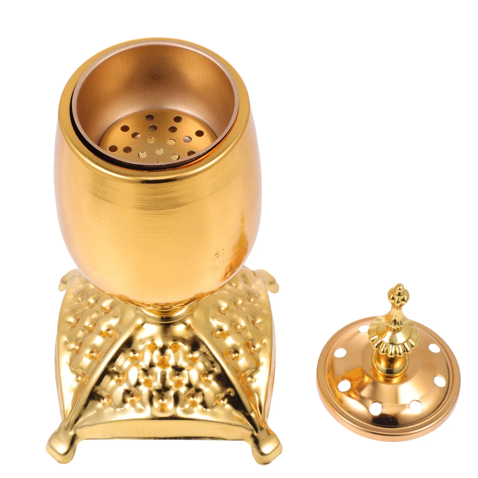 

Decoration Metal Wrought Iron Ornaments Desktop Incense Burning Holder Decorative Container Golden Craft Censer