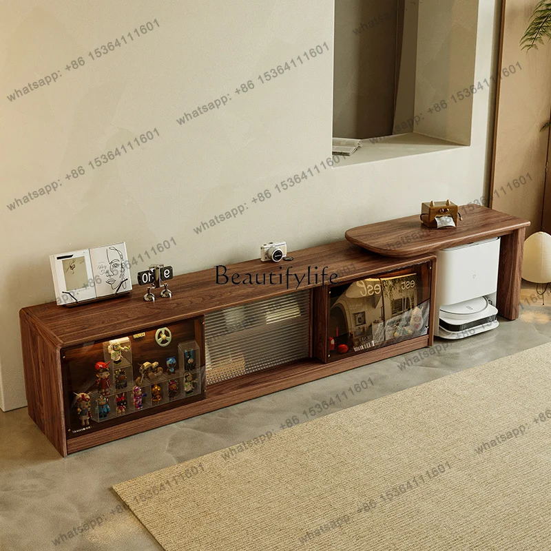 XX Black Walnut Antique TV Cabinet Solid Wood Living Room Adjustable Retro Locker