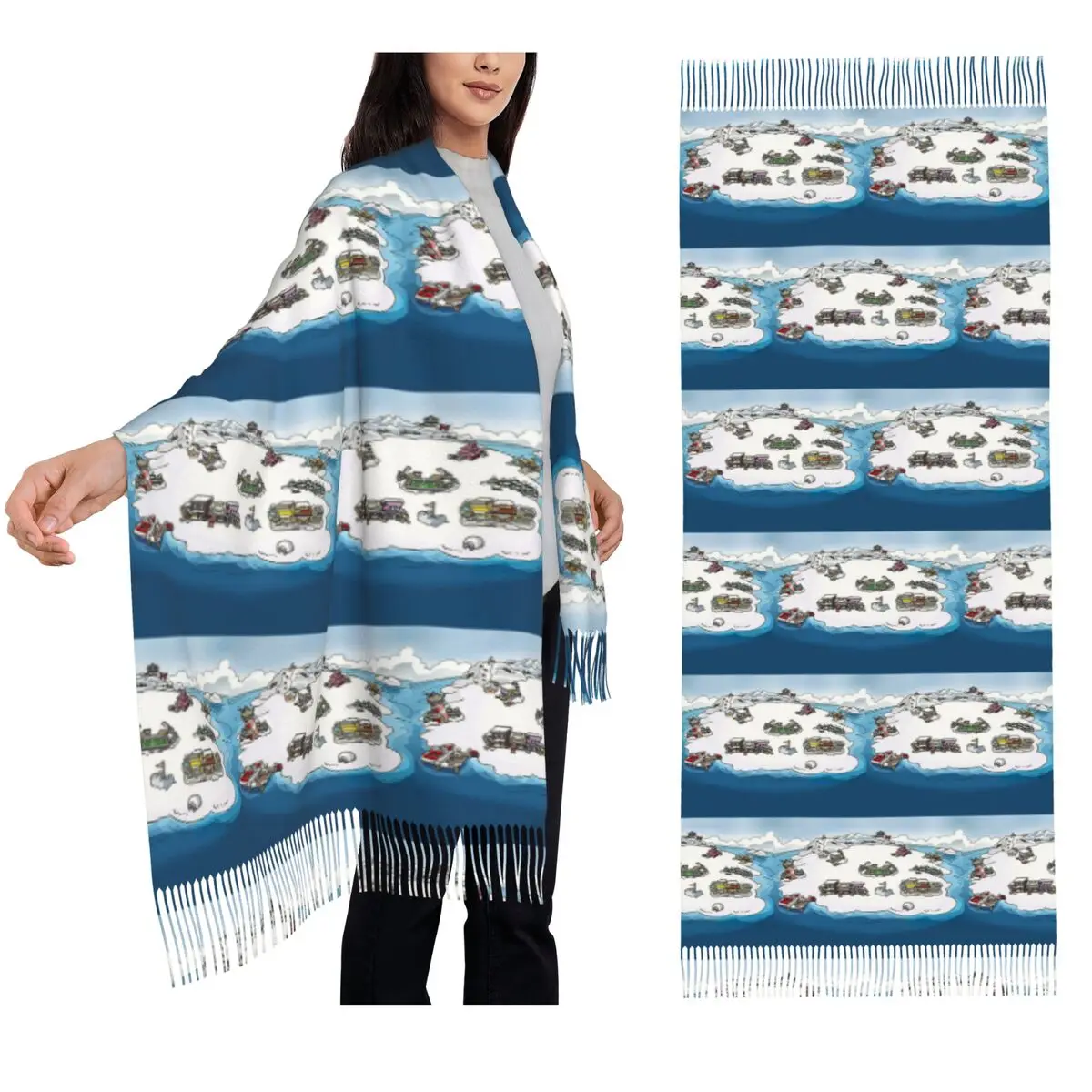 

Клубный шарф с картой пингвина, шарфы с кисточками для женщин, мягкие теплые шали и накидки, длинная осенне-зимняя шаль