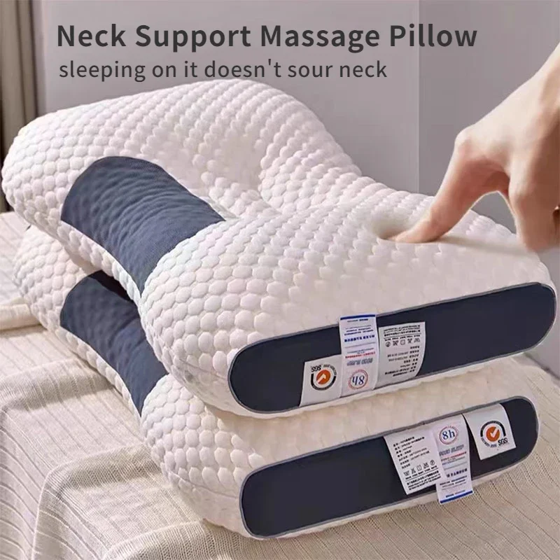 Neck Massage Pillow Cervical Orthopedic Pillows Sleep and Protect The Neck Home Soybean Fiber Massage SPA Sleeping Pillow Gifts