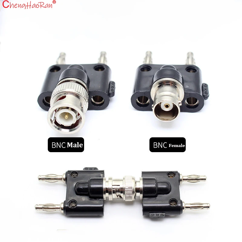 ChengHaoRan 1/2PC BNC Male Plug&Female Jack  Adapter to 2 Terminal Blocks Banana Head Connector Coaxial Test Converter
