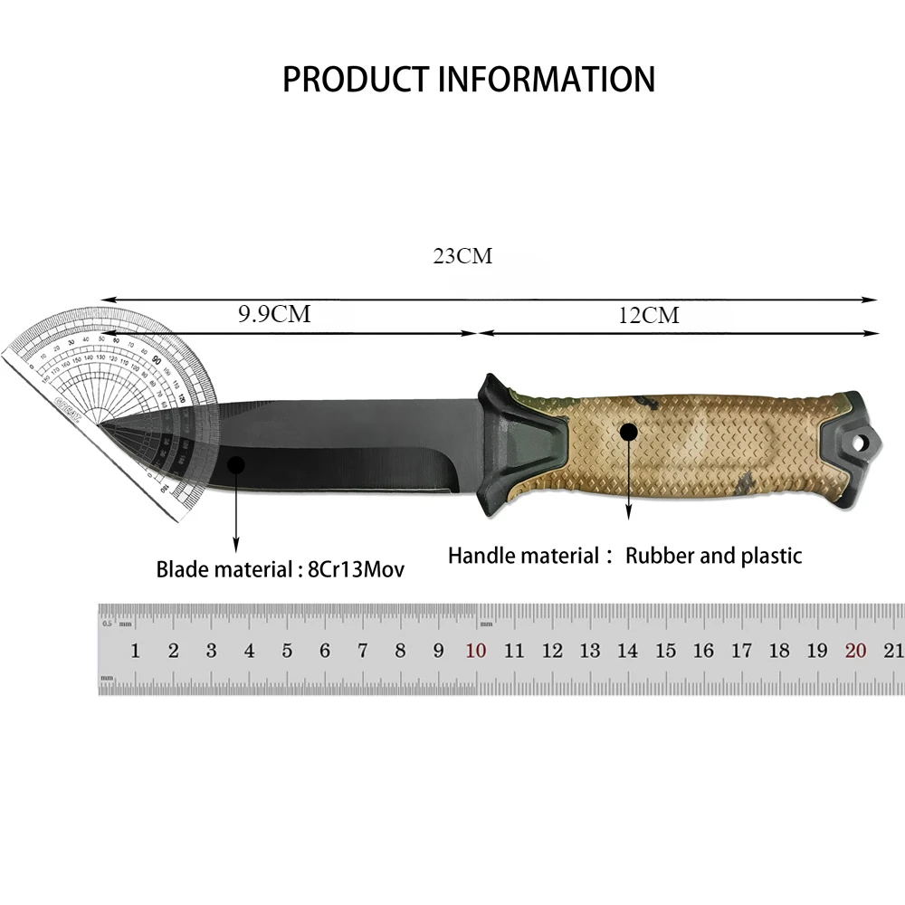 GB 1500 Combat Military Straight Knife Rubber and Plastic Outdoor Camping Fixed Knives Hunting Survival Tactical Hunting Knife