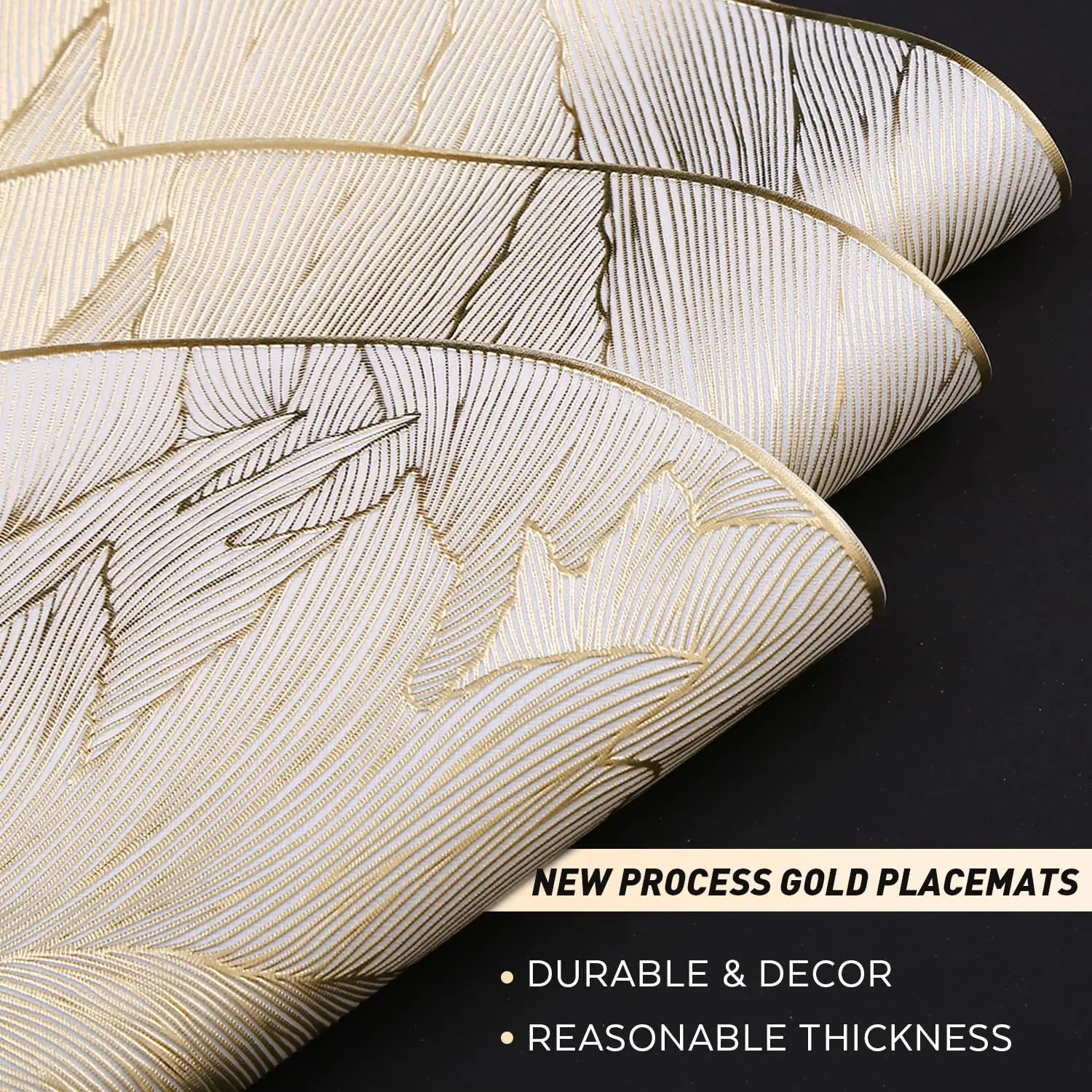 Gold Feather Round Placemats 4