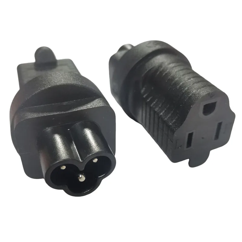 Black US NEMA 5-15R Female to IEC 320-C6 Male Travel Power Adapter Plug USA 3 Prong Receptacle To C6 Power Converter Connector